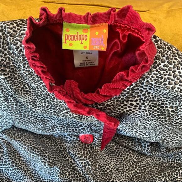 Size 5 Girls Jacket Animal Print Leopard Coat Penelope Mack red black white - Picture 5 of 14